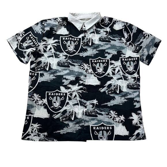 NFL Las Vegas Raiders Men's XXL Hawaiian Button Down Casual Shirt - Picture 1 of 4